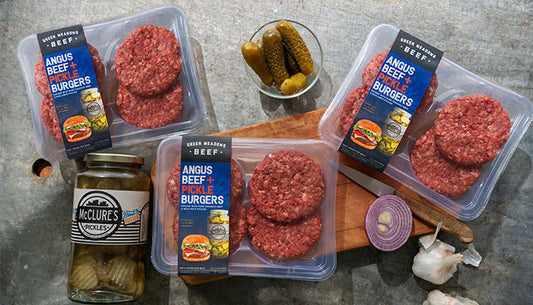 Introducing Green Meadows Beef’s New Angus Beef + Pickle Burgers: A Match Made in Burger Heaven