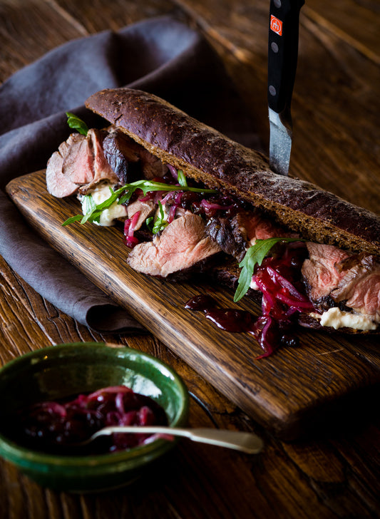 Sliced Beef Rump On a Baguette with Sultana Jam by Michael Van de Elzen