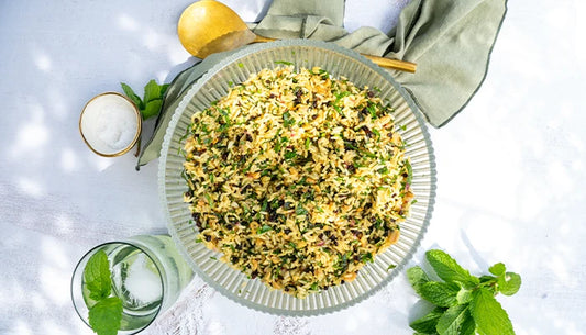 brown rice salad in a bowl