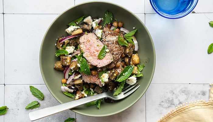 Eggplant, Chickpea & Tri Tip Salad