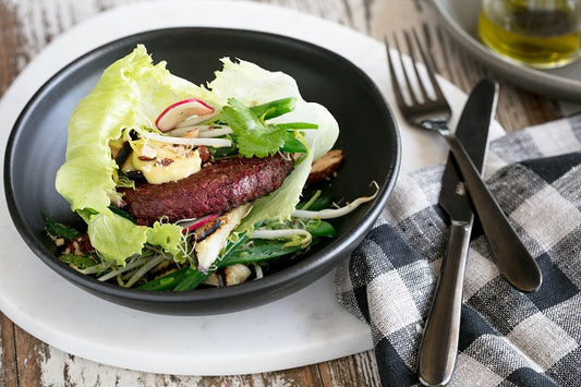 Angus Beef & Beetroot Lettuce Cups with Lime Mayo