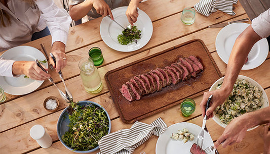 Family sitting around dinner table