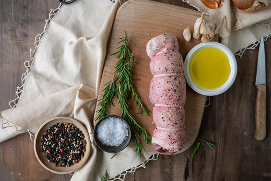 lamb noisette with seasoning, herbs and oil