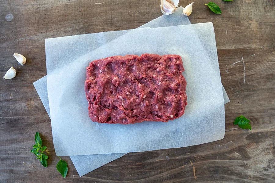 angus beef mince on baking paper