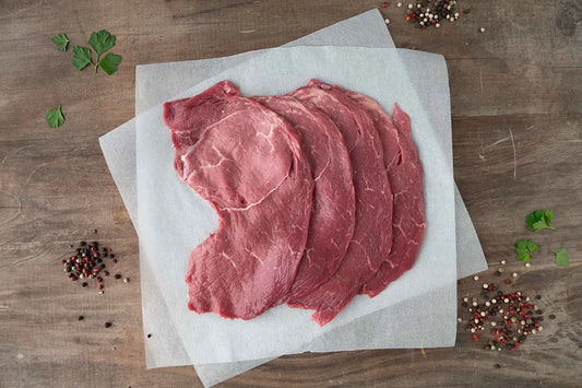 Slices of angus beef schnitzel