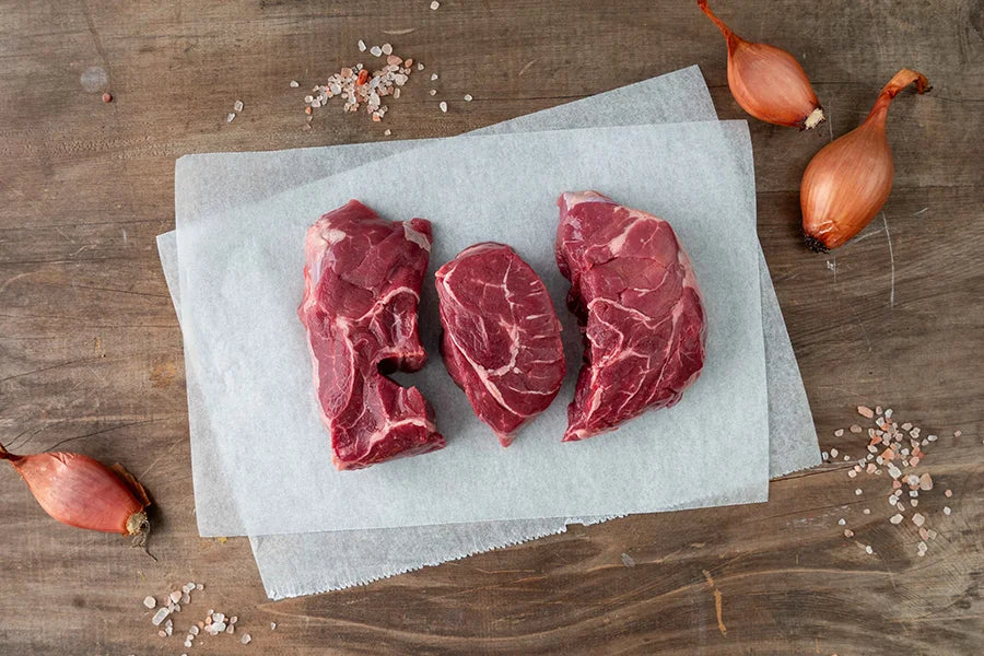 3 pieces of Shin beef with shallots in the kitchen