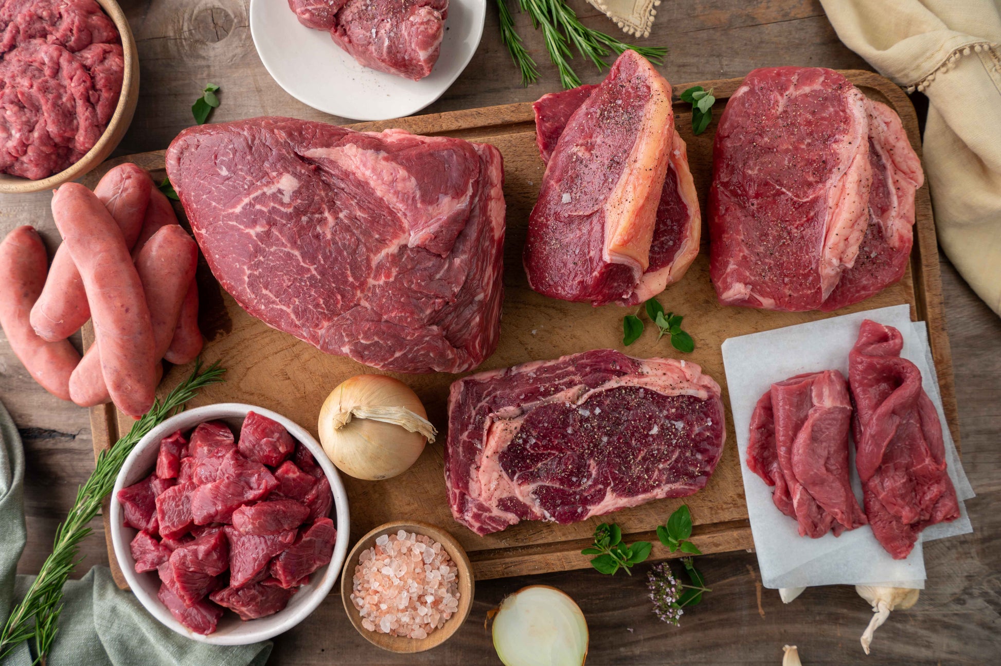 Angus Beef meat cuts on a board